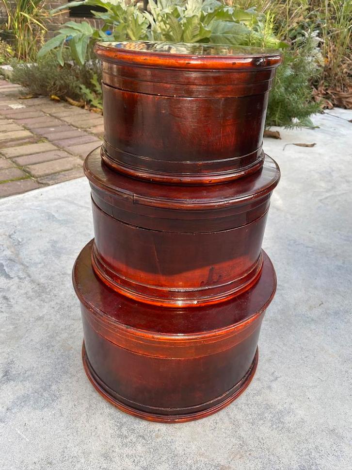 Antieke gelakt Urushi Japanse dozen vintage set van drie, Huis en Inrichting, Woonaccessoires | Paraplubakken, Zo goed als nieuw