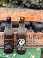 Brocante houten krat met Franse bierflesjes, Ophalen