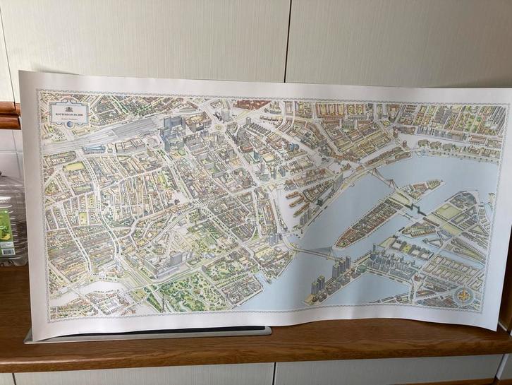 Rotterdam 2000: Gedetailleerde kaart Norbert Ceulemans, Antiek en Kunst, Kunst | Tekeningen en Foto's, Ophalen of Verzenden
