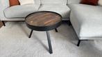 Salontafel hout met zwart staal 48x58cm, Gebruikt, 50 tot 100 cm, Rond, Minder dan 50 cm