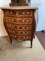 Antieke gebogen marqueterie commode met marmer blad, Ophalen