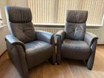 Twee grijze lederen Himolla Fauteuil, Ophalen, Gebruikt, Leer, 75 tot 100 cm