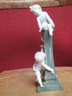 2 Putti's groene zuil met witte spin, Antiek en Kunst, Verzenden