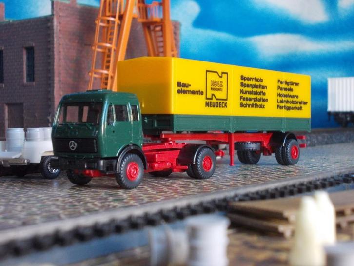 Mercedes Benz NG - Roskopf Neudeck oplegger met huif, Hobby en Vrije tijd, Modelauto's | 1:87, Nieuw, Bus of Vrachtwagen, Rietze