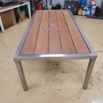 RVS Tuintafel met Hardhouten Planken, Tuin en Terras, Tuintafels, Ophalen, Zo goed als nieuw, Rechthoekig, Rvs