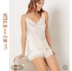 Etam korte pyjama set van 100% zijde ivoorwit maat 34 / 36, Etam Paris, Verzenden, Zo goed als nieuw, Maat 34 (XS) of kleiner