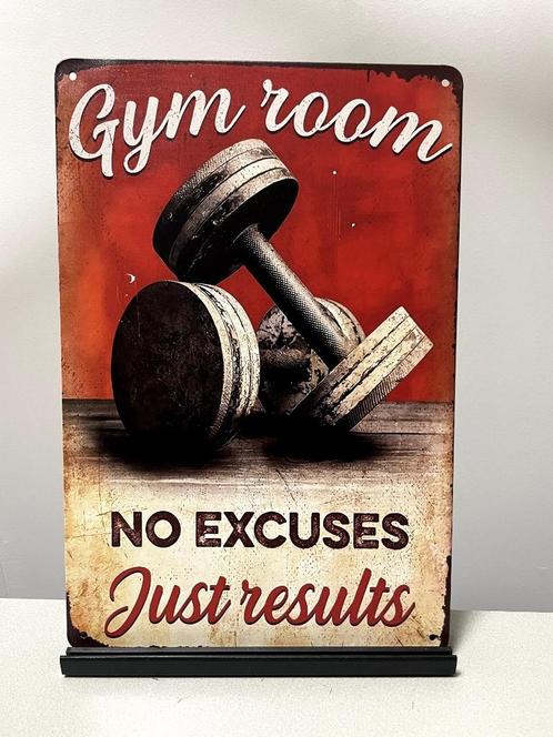 Gym Room , metalen tekstbord (Old Look), Sport en Fitness, Fitnessmaterialen, Nieuw, Overige typen, Armen, Benen, Borst, Buik