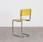 Set van 5 Gispen 108 stoelen geel skai origineel jaren 30, Ophalen, Gebruikt, Overige kleuren, Metaal