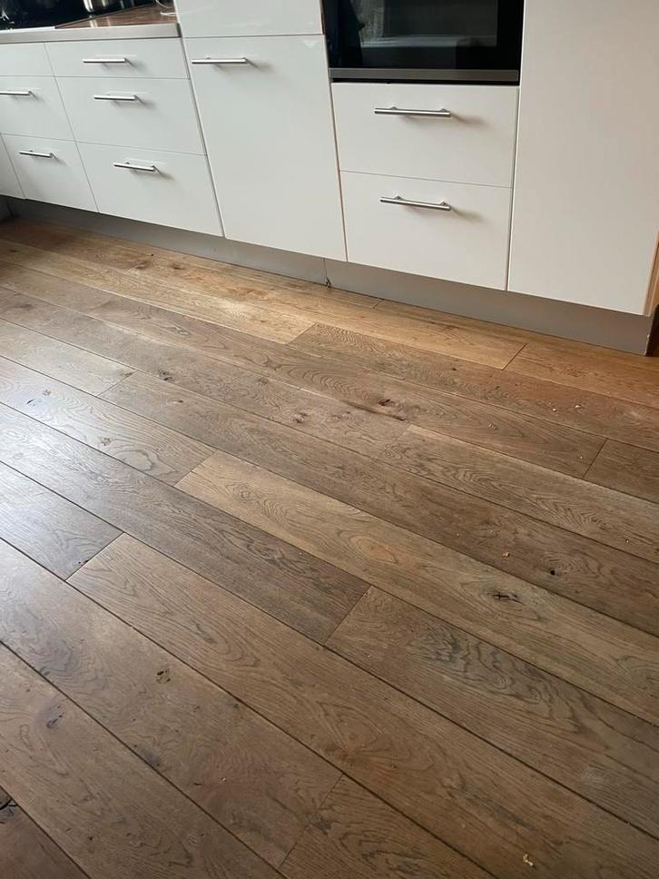 Massief Eiken Vloerdelen - 40 m2, Doe-het-zelf en Verbouw, Vloerdelen en Plavuizen, Gebruikt, Vloerdelen of -planken, Hout, 150 cm of meer