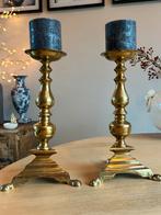 2 schitterende grote messing kandelaars, Antiek en Kunst, Antiek | Kandelaars, Ophalen of Verzenden, Koper of Brons