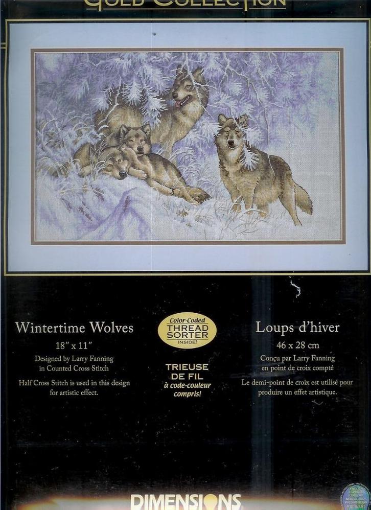 Cado dimensions borduurpakket wintertime wolves, Hobby en Vrije tijd, Borduren en Borduurmachines, Nieuw, Borduurpakket, Handborduren