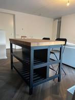 VADHOLMA Keukeneiland – Zwart/Eiken, Huis en Inrichting, Keuken | Keukenelementen, Ophalen, 75 cm of meer, 100 tot 150 cm, Bruin