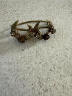 Vintage Broche met Kristallen, Sieraden, Tassen en Uiterlijk, Broches, Met kristal, 4 tot 7 cm, Bruin, Ophalen of Verzenden