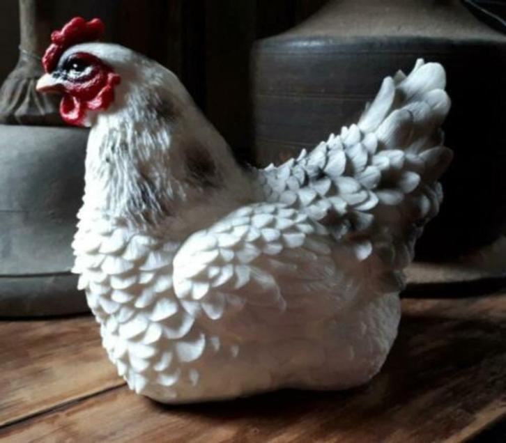 Landelijke witte KIP ~ 19 x 14 cm ~ DECORATIE, Antiek en Kunst, Curiosa en Brocante, Ophalen of Verzenden