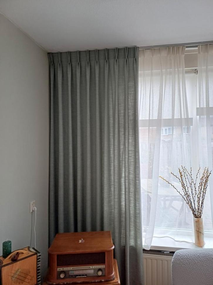 Gordijnen, geplooid, 2 delen, Huis en Inrichting, Stoffering | Gordijnen en Lamellen, 200 cm of meer, Ophalen of Verzenden