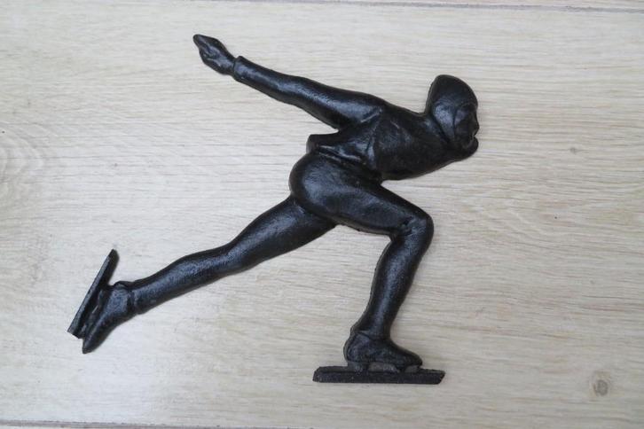 Prachtige vintage gietijzeren schaatser plaquette Ard Schenk, Antiek en Kunst, Curiosa en Brocante, Ophalen of Verzenden