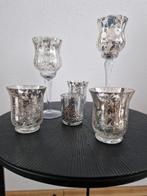 Glazen,  zilveren windlichten, Ophalen, Overige materialen, Overige kleuren, 25 tot 50 cm