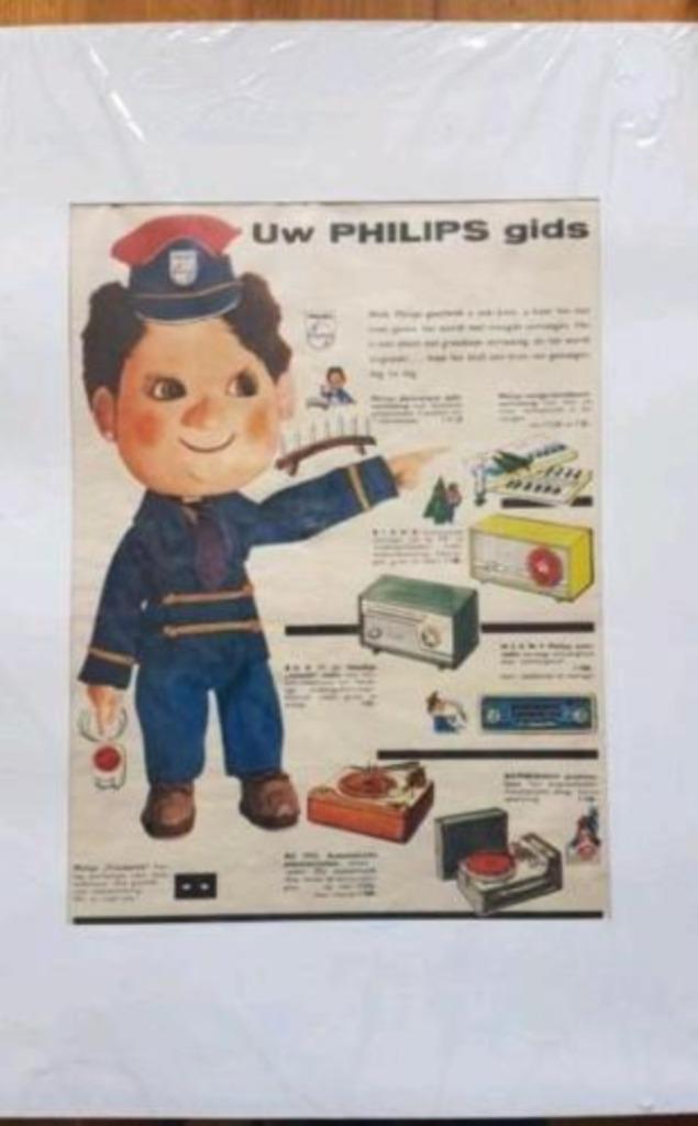Orig. Advertentie philips 1960 oude radio en grammofoon, Antiek en Kunst, Kunst | Litho's en Zeefdrukken, Ophalen