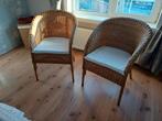 Rieten stoelen en tafeltje, izgs, Huis en Inrichting, Stoelen, Ophalen, Twee, Bruin, Riet of Rotan