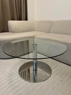 Glazen koffietafel, Huis en Inrichting, Tafels | Salontafels, Ophalen, Gebruikt, 50 tot 100 cm, Rond