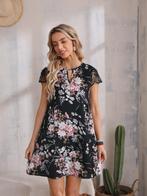 NIEUW! Romantisch zwarte bloem jurk met kant maat XL, Nieuw, Maat 46/48 (XL) of groter, Zwart, Verzenden