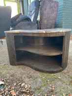 Salontafel met marmer blad en houten onderstel, Ophalen, Gebruikt, 100 tot 150 cm, 50 tot 100 cm