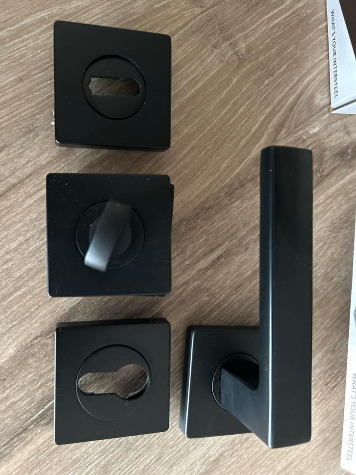 Intersteel deurklinkset zwart, Doe-het-zelf en Verbouw, Hang- en Sluitwerk, Nieuw, Klink of Kruk, IJzer, Ophalen of Verzenden