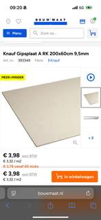 2x Gipsplaten 200x60x9,5, Doe-het-zelf en Verbouw, Platen en Panelen, Ophalen, Nieuw, Overige materialen, Minder dan 20 mm