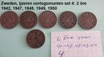 Zweden, set ijzeren oorlogsmunten 2 öre 5 x, Ophalen of Verzenden, Overige landen, Setje