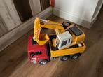 Bruder vrachtwagen met graafmachine, Ophalen, Zo goed als nieuw