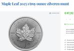 maple leaf zilveren munten jaar 2022 philharmoniker  1troy, Postzegels en Munten, Edelmetalen en Baren, Ophalen, Zilver