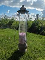 Zware Hoge Metalen Spoorlantaarn met Kaars Lantaarn voor €25, Tuin en Terras, Ophalen, Minder dan 50 watt, Staande lamp, Zo goed als nieuw