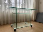 Glazen verrijdbare sidetable, Ophalen, 50 tot 100 cm, Design, Glas