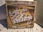 Glazen schaakset, Hobby en Vrije tijd, Gezelschapsspellen | Bordspellen, Een of twee spelers, Ophalen, Zo goed als nieuw