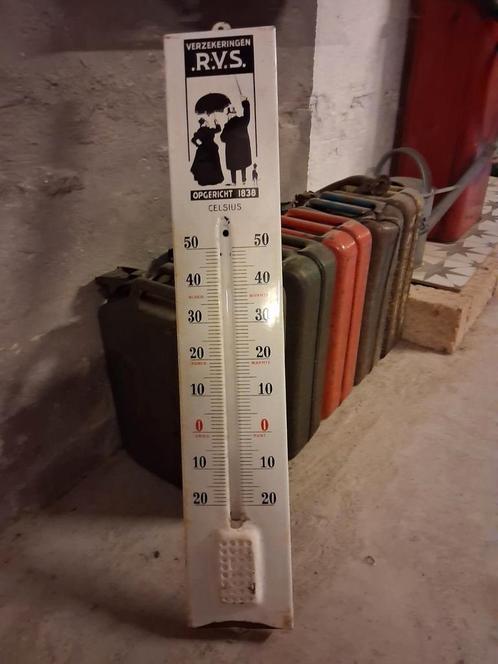 Grote emaille thermometer RVS verzekeringen, Antiek en Kunst, Antiek | Emaille, Ophalen