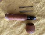Antieke Handboor met Houten Handvat, Ophalen of Verzenden
