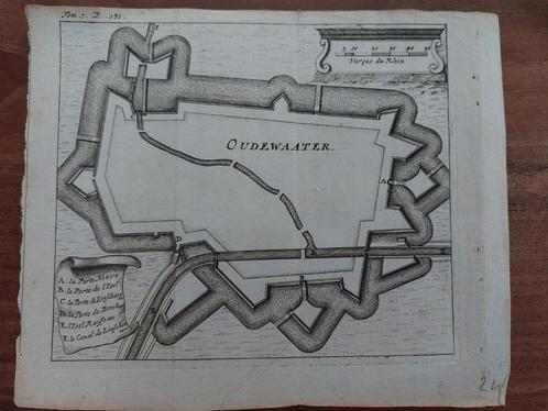6 / Grondtekening Oudewaater - Oudewater ca 1650, Antiek en Kunst, Kunst | Etsen en Gravures, Ophalen of Verzenden