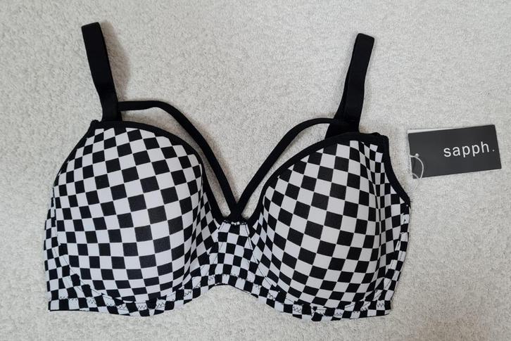 Sapph Checkered Beugel BH 70E zwart/wit geblokt (472), Kleding | Dames, Ondergoed en Lingerie, BH, Overige kleuren, Ophalen of Verzenden
