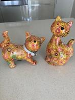 Pomme Pidou spaarpotten 2 katten, Ophalen, Zo goed als nieuw, Steen, Aardewerk of Keramiek, Dier