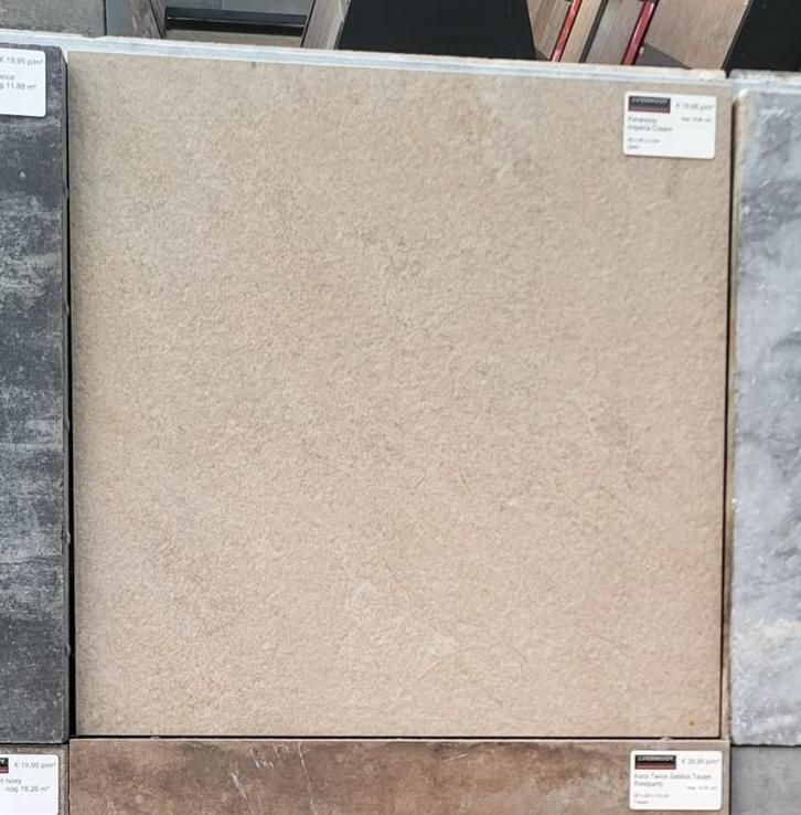 10.08m2 restpartij keramische tegel beige zand 60x60x2cm, Tuin en Terras, Tegels en Klinkers, Nieuw, Terrastegels, Keramiek, 10 m² of meer