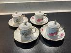 4 Kopjes, dekseltjes, schotels, Pot de Crème, Kaiser Porzell, Antiek en Kunst, Ophalen of Verzenden