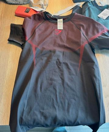 Gymshark Onyx 5.0 T-Shirt  Zwart/Rood - Nieuw maat M! beschikbaar voor biedingen