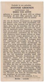 Antonie Groenen 1878 Leende + 1966 Leende, 88 jaar oud, Verzenden, Bidprentje