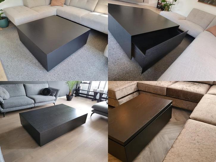Salontafel kubus / blok eiken fineer zwart OP MAAT, Huis en Inrichting, Tafels | Salontafels, Nieuw, Minder dan 50 cm, 50 tot 100 cm