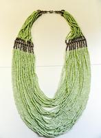 vintage kralen ketting jaren 50  - 60, Ophalen of Verzenden, Zo goed als nieuw, Groen, Overige materialen