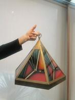 Vintage art deco lampenkap messing gekleurd glas, Huis en Inrichting, Lampen | Hanglampen, Ophalen of Verzenden, Zo goed als nieuw