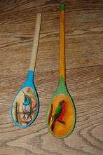 twee beschilderde houten lepels vogelmotief, Ophalen of Verzenden