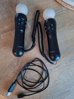 2 PlayStation Move Controllers met oplaadkabel, Spelcomputers en Games, Virtual Reality, S, Ophalen of Verzenden, Zo goed als nieuw