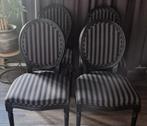 4 Zwart/Grijze Eetkamerstoelen - Zo goed als nieuw!, Ophalen, Zwart, Zo goed als nieuw, Vier