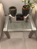 Glazen Salontafel met Metalen Frame, Huis en Inrichting, Tafels | Bijzettafels, Minder dan 45 cm, Minder dan 55 cm, Vierkant, Ophalen of Verzenden